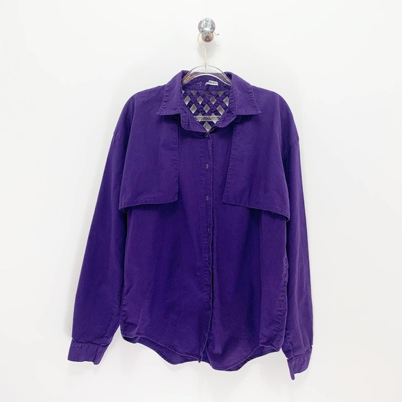 Vintage Side Saddle Western Top with Cross-stitch Details on back, Purple - Picture 1 of 5